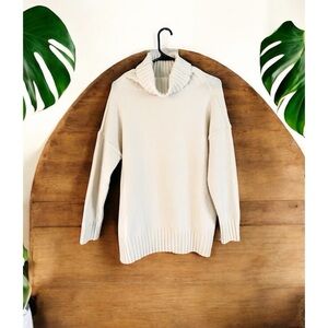 Cozy Cream Chunky Knit Tunic Turtleneck Sweater